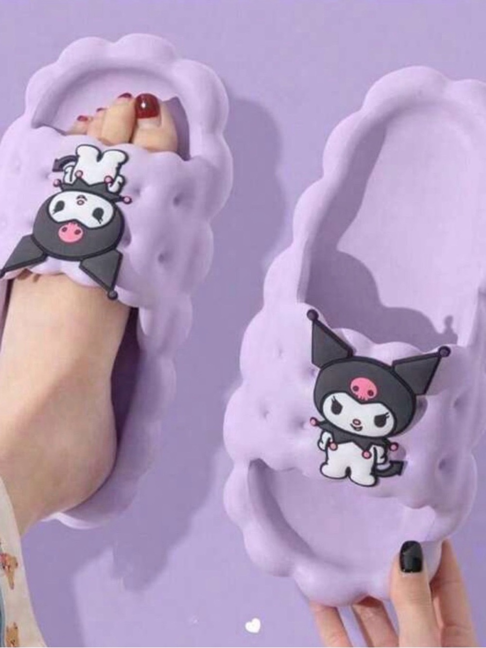 Kuromi / Hello Kitty / Sanrio Purple Slides NWT Size US 10 EURO 40 / 41